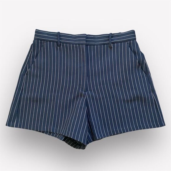 Abercrombie & Fitch High Rise Shorts Navy Stripe Large Preppy - Picture 2 of 10